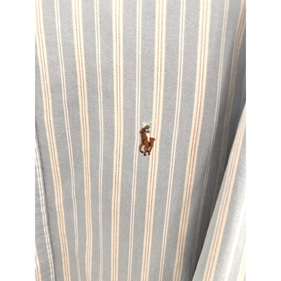 Vtg Ralph Lauren Men's Shirt XXL Blue Striped Logo Business Casual Grandpacore - Picture 3 of 10
